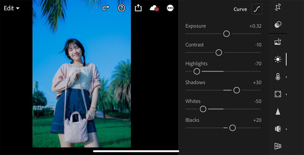 วิธีแต่งรูป Lightroom โทนสีฟ้าสดใส