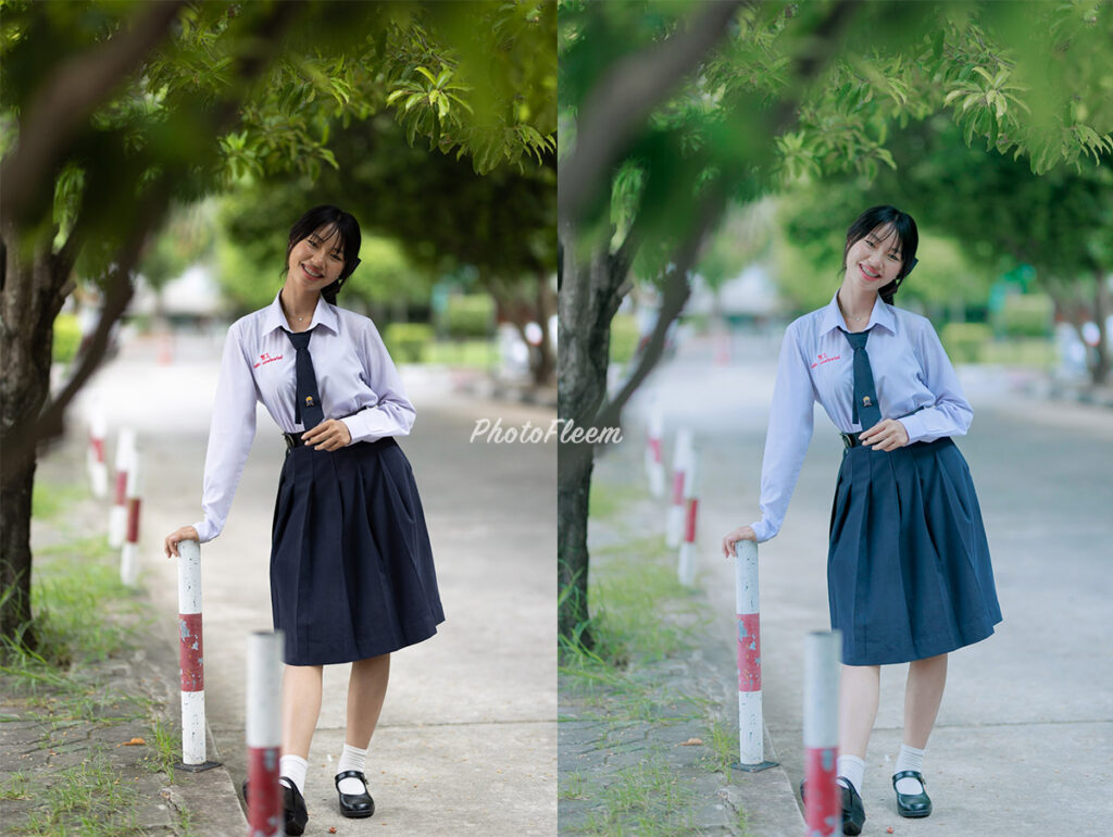 How To แต่งรูปชุดนักเรียน Lightroom โทนโรงเรียนสีเขียว