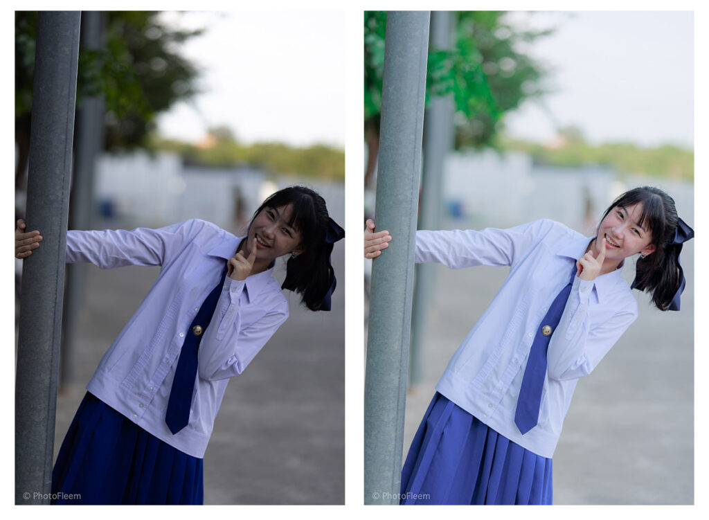 คุมโทนชุดเรียน ผิวสว่างสดใส แอพ Lightroom